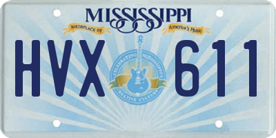 MS license plate HVX611