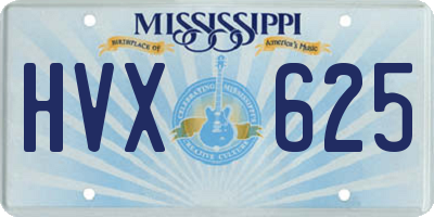 MS license plate HVX625