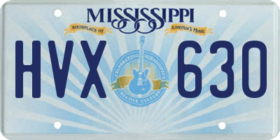 MS license plate HVX630