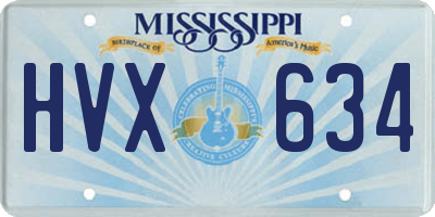 MS license plate HVX634