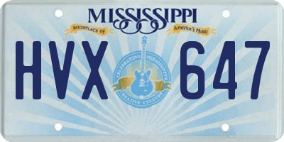 MS license plate HVX647