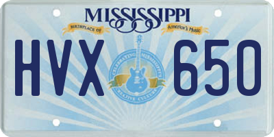 MS license plate HVX650