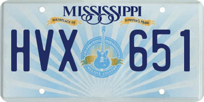 MS license plate HVX651