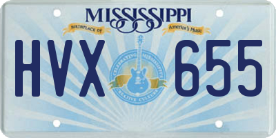 MS license plate HVX655