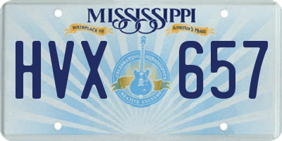 MS license plate HVX657