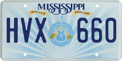 MS license plate HVX660
