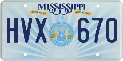 MS license plate HVX670