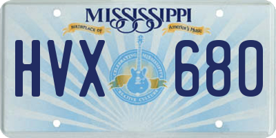 MS license plate HVX680