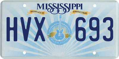MS license plate HVX693