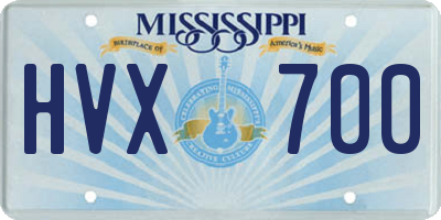 MS license plate HVX700