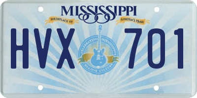 MS license plate HVX701