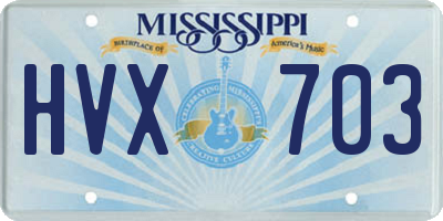 MS license plate HVX703