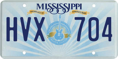 MS license plate HVX704