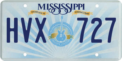 MS license plate HVX727