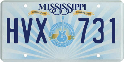 MS license plate HVX731