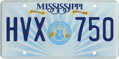 MS license plate HVX750