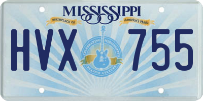 MS license plate HVX755