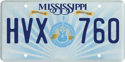 MS license plate HVX760