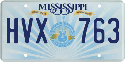 MS license plate HVX763