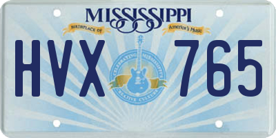 MS license plate HVX765