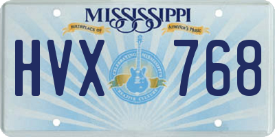 MS license plate HVX768