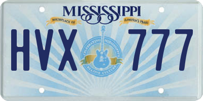 MS license plate HVX777