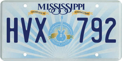 MS license plate HVX792