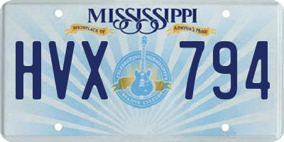 MS license plate HVX794