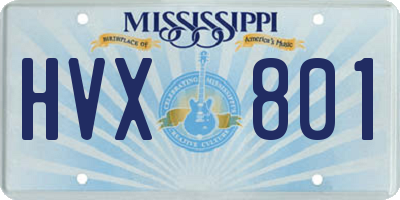 MS license plate HVX801