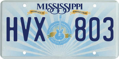 MS license plate HVX803