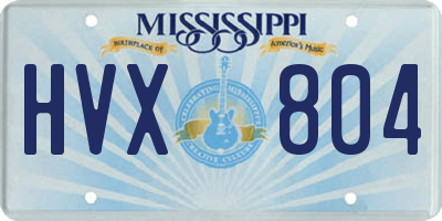 MS license plate HVX804
