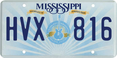 MS license plate HVX816