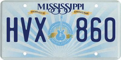 MS license plate HVX860