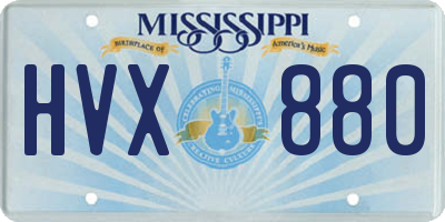 MS license plate HVX880