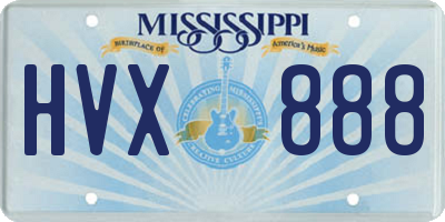 MS license plate HVX888