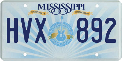 MS license plate HVX892