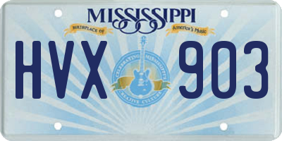 MS license plate HVX903