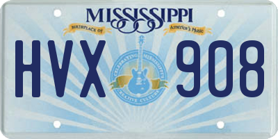 MS license plate HVX908