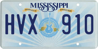 MS license plate HVX910