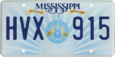 MS license plate HVX915