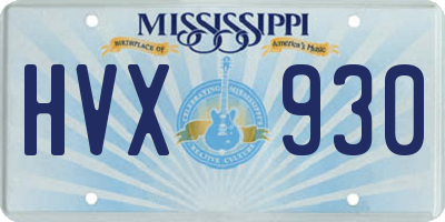 MS license plate HVX930