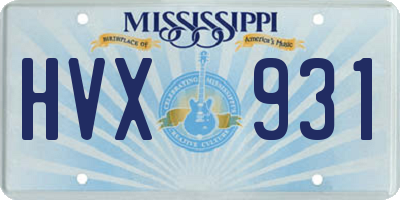 MS license plate HVX931
