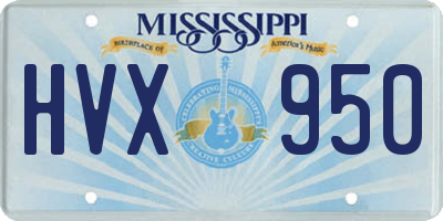 MS license plate HVX950