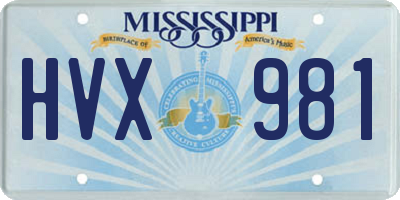 MS license plate HVX981