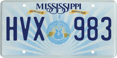 MS license plate HVX983