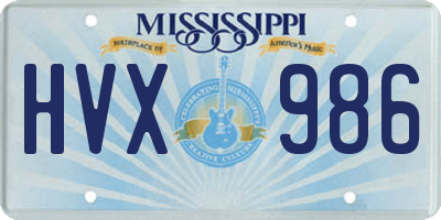 MS license plate HVX986