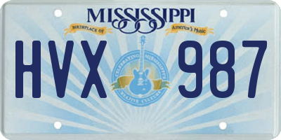 MS license plate HVX987