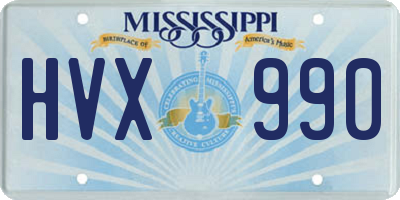 MS license plate HVX990