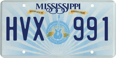 MS license plate HVX991