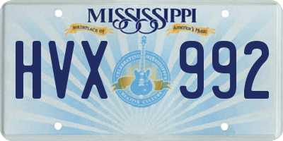 MS license plate HVX992